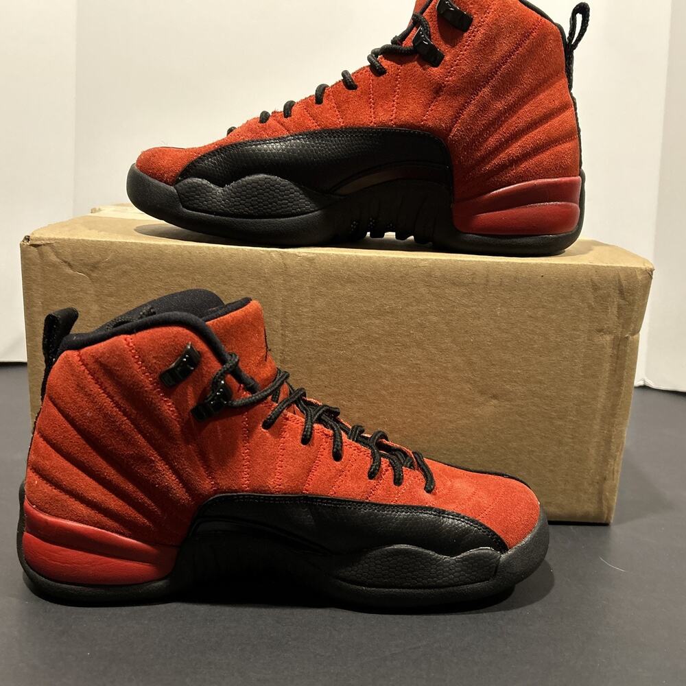 Size 7 Youth-Jordan Air Jordan 12 Retro (GS) Varsity Red/Black Sneaker